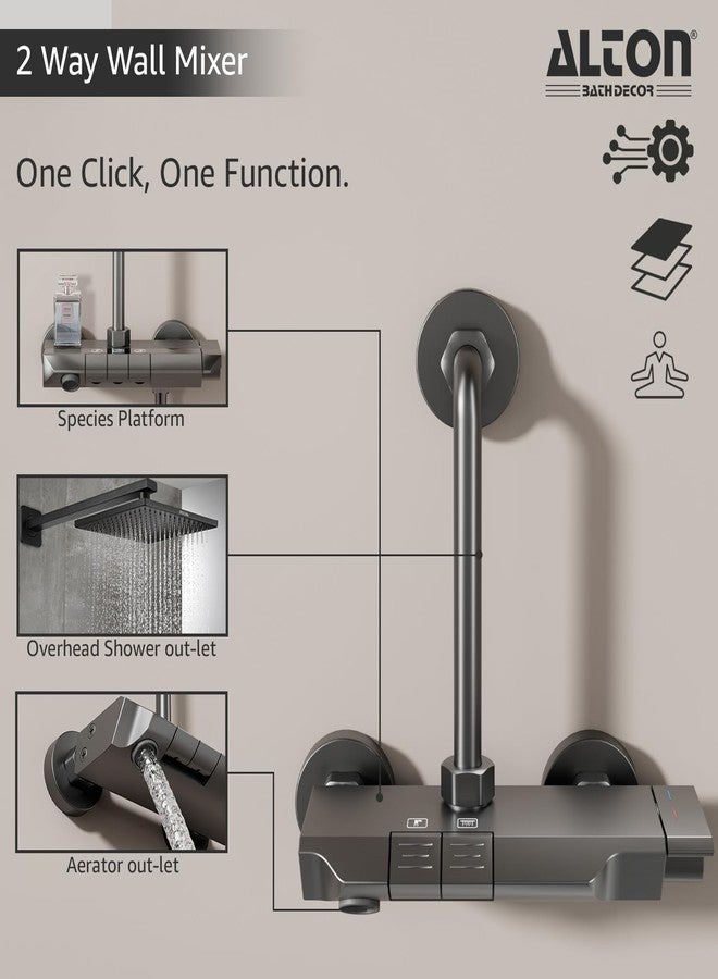 ALTON ALM35015, Modern Wall Mixer for Bathroom with 225mm L-Bend Set | Shower System | Shower Mixer for Bathroom with Handy Storage Space for Essentials | Mixer Tap | Grey - Image 2